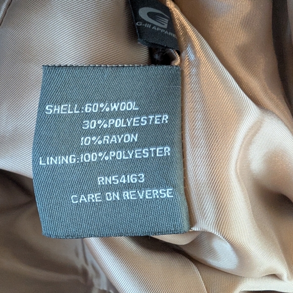 Kenneth Cole Reaction Wool Blend Y2K Minimalist Structured Classic Tan Coat 6 - Picture 6 of 7